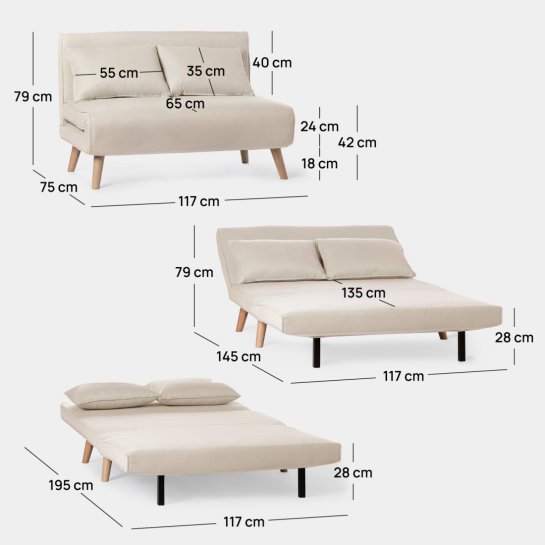 Noa - Sofá-cama de 2 lugares
